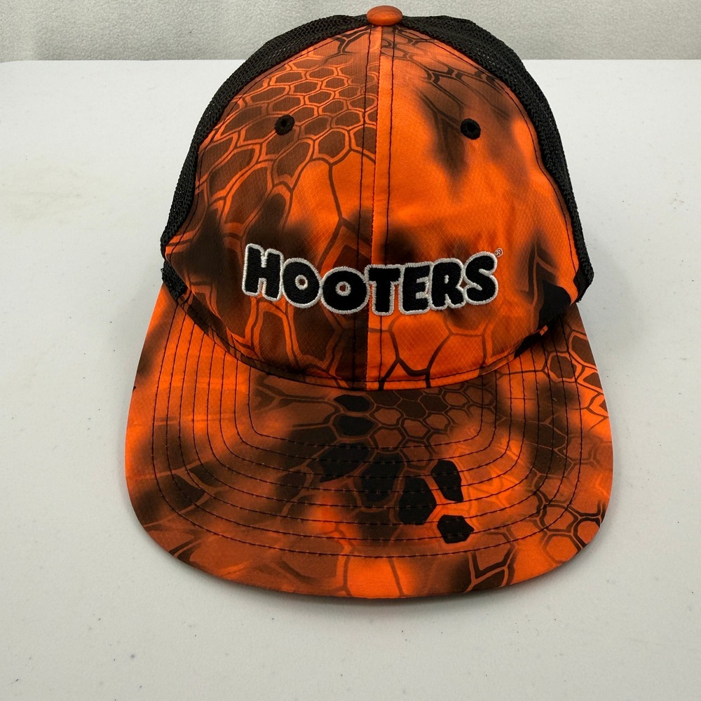 Richardson Hooters Trucker Hat Mens OSFA Orange Black Kryptek Camo Snapback 112P